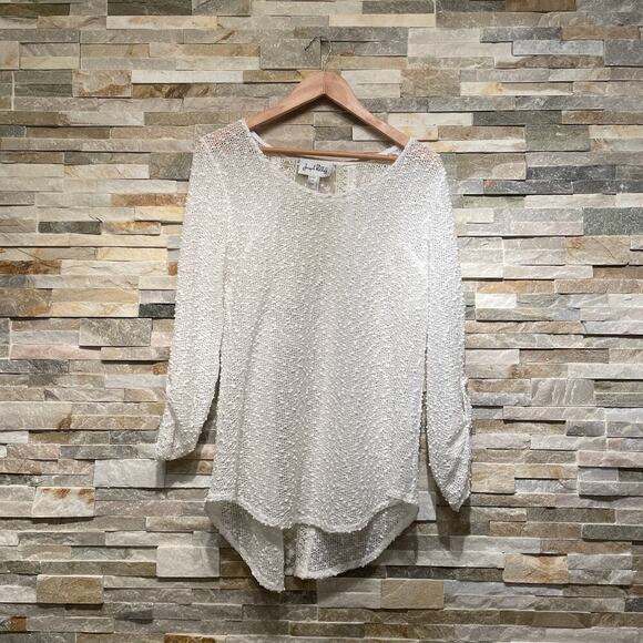 Joseph Ribkoff Sheer Knit Sweater Top, 8 | White Mesh, Lace Bridal, Cottagecore - Picture 6 of 8